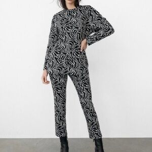 Zara Black and White Patterned Women's Pants